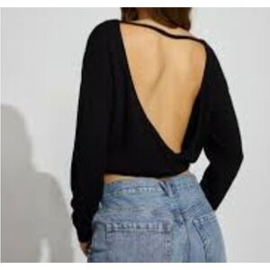 Sugar & Jade Women Size S/M Black Open Cross Back Sweater
